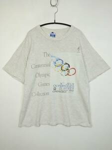 C408/Champion/チャンピオン/アメリカ製/Jean Brian 68フランス五輪ポスター/96アトランタ五輪/半袖Tシャツ/ヘザーグレー系/メンズ/Mサイズ