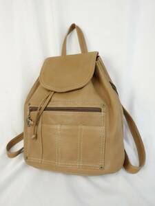 C476/MOSCHINO/ Moschino / Moss chi-no/..../ original leather / retro /90S/ Old / leather rucksack / back bag / lady's / beige /