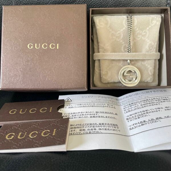 美品☆GUCCI インターロッキングG 彫り ギョーシェ ネックレス