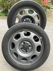  Junk *165/60R15* Suzuki Hustler оригинальные колеса 15×4.5J +45 PCD100 4H шина есть 4 шт. комплект склад хранение DUNLOPena save 2021 год производства 