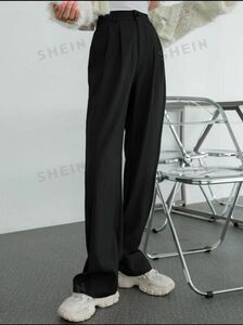 【SHEIN】DAZYハイウエストプリーツディテールストレートレッグスーツパンツ