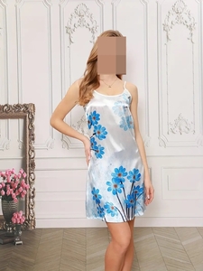 * люкс цветочный принт атлас slip 3L-87( грудь 100-108cm длина одежды 87cm) оттенок белого! новый товар : большой размер * стоимость доставки 230 иен ( анонимность )*