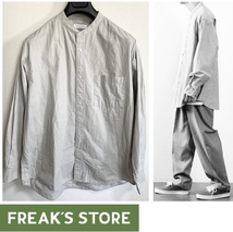 定価5,995円 FREAK'S STOREフリークスストア/ノーカラー オーバーサイズ バンドカラー コットンシャツ_画像1