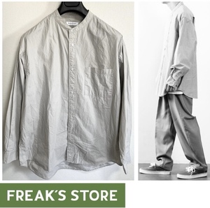 定価5,995円 FREAK'S STOREフリークスストア/ノーカラー オーバーサイズ バンドカラー コットンシャツ