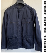 定価71,280円 DIESEL BLACK GOLD ディーゼルブラックゴールド UTILITY コットンツイル ノーカラー シャツジャケット NAVY44jogg KROOLEY_画像1