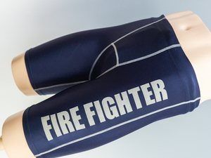 8665*[ free shipping ]* spats *BODY_MAKER* Bb sport *FIRE_FIGHTER*S size * navy blue × white stitch *USED!