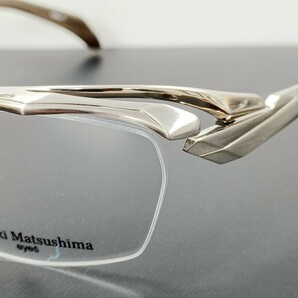 マサキマツシマ Masaki Matsushima MF-1256 ①ヘアラインシルバー 57 ナイロール ハーフリム 日本製 ケース付き 新品の画像5