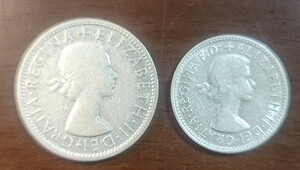 オーストラリア フローリン 銀貨 1954年 シリング銀貨 1961年 ELIZABETH II DEI GRATIA REGINA F D 当時物 保管品 1フローリン シルバー