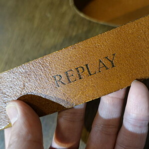 REPLAY リプレイ レザー バックル ベルト キャメル リプレイの画像10