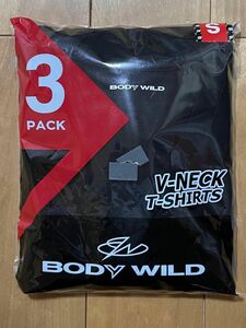 【未開封品】BODY WILD グンゼ ＶネックTシャツ 黒3枚パック 綿100% メンズ Sサイズ