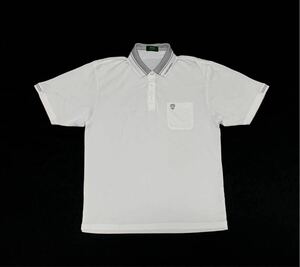 (未使用) PARIS SPORT // 半袖 ロゴ刺繍 ドライ ポロシャツ (白) サイズ LL