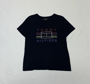 TOMMY HILFIGER トミーヒルフィガー // 半袖 ロゴ刺繍 プリント Tシャツ・カットソー (濃紺系) サイズ L