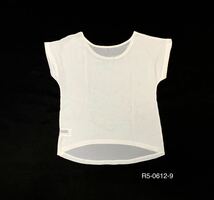 (未使用 レディース) VENCE EXCHANGE // 半袖 スタッズシール 異素材切替 テールカット Tシャツ カットソー (白) サイズ M_画像2