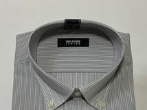 (未使用) MODA RITORNO JUNIOR // 形態安定 SLIM 長袖 ストライプ柄 ボタンダウン シャツ・ワイシャツ (白系×青系×グレー系)サイズ 41-86_画像3