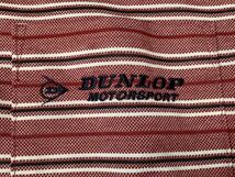(未使用) DUNLOP MOTORSPORT // 長袖 ボーダー柄 ロゴマーク刺繍 ドライ ポロシャツ (赤系×黒系×白系) サイズ M_画像5