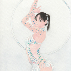 舞華 手描きイラスト複製画 #300 シトラス・ホワイト 新体操 レオタードの画像2