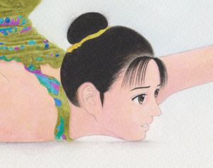  Mai . hand-drawn illustrations . made .#315 ton da-* green rhythmic sports gymnastics Leotard 
