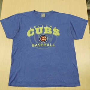 2405037 GENUINE MERCHANDISE MLB Chicago Cubs シカゴカブス ロゴプリント 半袖Tシャツ XL 古着 野球 ベースボール 青