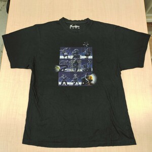 2405041 Phantasia LAND ファンタジアランド 遊園地 キャラクタープリント 半袖Tシャツ XL 黒 古着