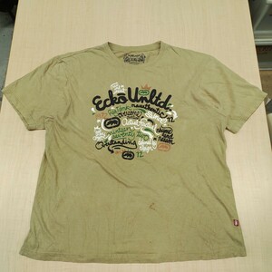 2405048 ecko unltd エコーアンリミテッド 1972 ロゴプリント ロゴタグ アメリカンストリート 半袖Tシャツ くすみ緑系 XXL ビッグサイズ