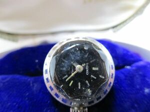 Seiko 指輪 手巻 17J 腕時計/動作確認済 分解清掃済 機関良好 セイコー 黒文字盤 フリーサイズ ビンテージ