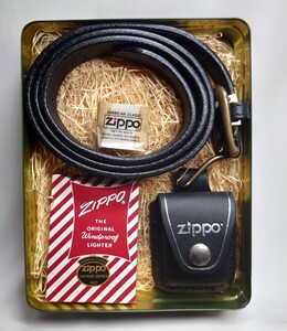 【未使用】SINCE 1932 Zippo ライター ベルト ホルダー、缶ケースセット (骨董アンティークとしてお考えください)