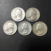 アメリカ ワシントンクォーター銀貨5枚_画像1