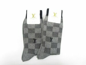 [即日発送]★未使用★ LOUIS VUITTON　ルイヴィトン　ダミエ　メンズ靴下　ソックス　紳士小物　FREE　グレー系　2点セット　331