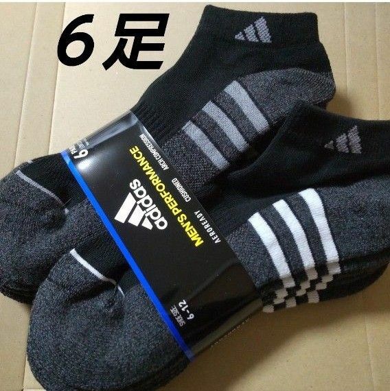 adidas アディダス メンズ ショートソックス ６足 25cm～28cm 靴下 