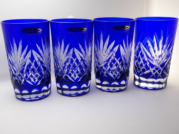 切子　ビールグラス　４個　美品 　切子グラス