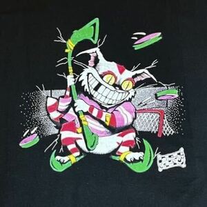 ALICE IN WONDERLAND チェシャ猫 アリスインワンダーランド 不思議の国のアリス Tシャツ 黒 ディズニーランド 映画 アニメ 90s ストア 00s