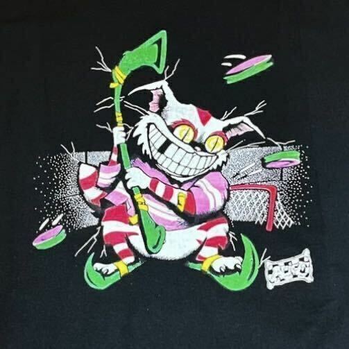 ALICE IN WONDERLAND チェシャ猫 アリスインワンダーランド 不思議の国のアリス Tシャツ 黒 ディズニーランド 映画 アニメ 90s 在原みゆ紀 