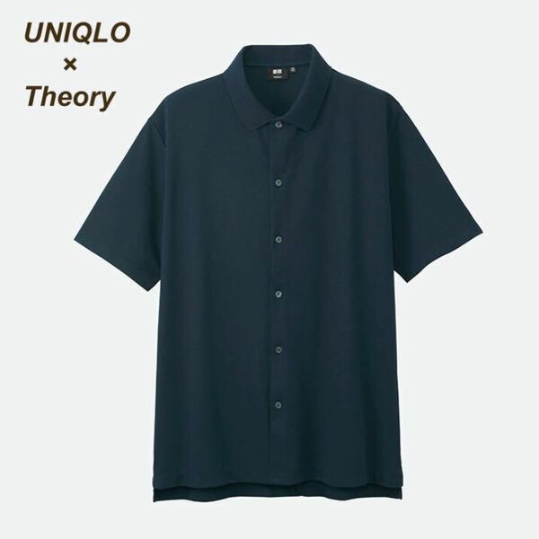 【タグ付き未使用/Lサイズ】 ユニクロ UNIQLO セオリー Theory ドライコンフォート フルオープンポロシャツ 半袖ポロシャツ メンズ 紺