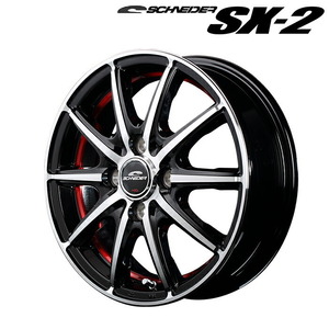 MID シュナイダー SX-2 (ブラックポリッシュ＋アンダーカットレッドクリア) アルミホイール1本 15×5.5J 4H PCD100 +43