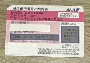 ANA株主優待券　2025年5月31日まで(コード通知対応)