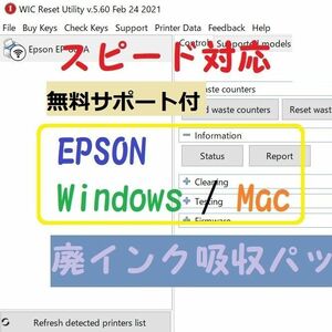 673 無料サポート付 EPSON (Wndows / Mac) 廃インク吸収パッド限界エラーリセット 解除キー EP-808A