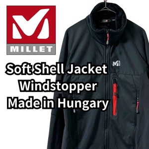 ミレー　Millet ソフトシェルジャケット　ウィンドストッパー　ハンガリー製　メンズL 刺繍