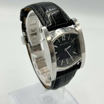 BVLGARI AA39S アショーマ＜腕時計＞ブルガリ ブラック文字盤 クォーツ メンズ レディース 現状動作品 レザーベルト 日付表示_画像2