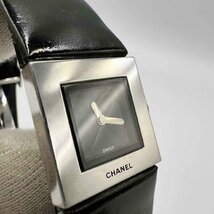 CHANEL マトラッセ クォーツ ＜腕時計＞シャネル 黒文字盤 シルバー 電池式 レザー ブラック ブランド ファッション レディース_画像5