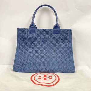 TORYBURCH большая сумка < сумка > Tory Burch стеганое полотно парусина темно-синий серия женский бренд карман есть 