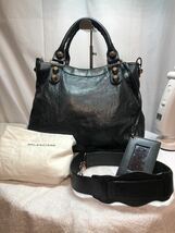 【#kk】【美品】BALENCIAGA ハンドバッグ ショルダーバッグ 2way 本革 レザー ブラック バレンシアガ 黒_画像1