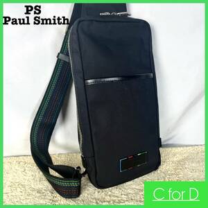 *PS Paul Smith* leather × nylon multicolor body bag black color black men's cow leather Cross body one shoulder bag bag B084