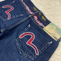 希少★EVISU★W29 エヴィス ジーンズ 塩谷 兄弟 ブラザーズ メンズ インディゴ ジッパーフライ カモメ 刺繍 デニム ジーパン パンツ P230_画像4