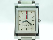 ☆【中古】GUCCI グッチ 腕時計 スクエア デイト クオーツ 電池交換済み k24-1730 k_w_画像1