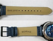 ◎ 中古品 SONNE ゾンネ HAORI ハオリ H023BKNV 腕時計 オートマチック 自動巻き ブルー×ブラック スケルトン メンズ_画像8
