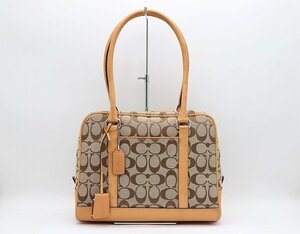 コーチ ハンドバッグ 6097 ブラウン系 シグネチャー キャンバス×レザー COACH z24-1638 中古品 z_b