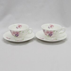 Noritake ノリタケ ペア カップソーサー 花柄 ２客セット 中古品 m_b(j) m24-36880