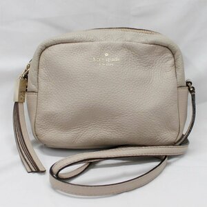 *1 start!! kate spade Kate Spade shoulder bag WKRU3318 leather beige secondhand goods m_b(j) m5-33415