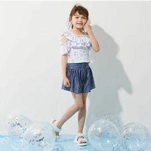 新品　メゾピアノ　アイシーソーダポップ柄ワンショル風　セパレート水着【SWIM】