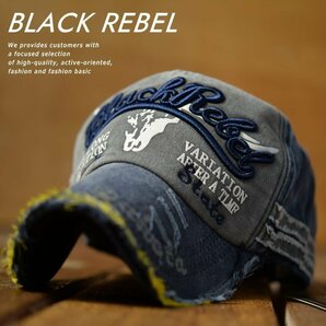 BLACK REBEL ダメージ加工 キャップ 帽子 メンズ レディース Vintage 7994855 9009978 A-8 ネイビー 新品 1円 スタートの画像1